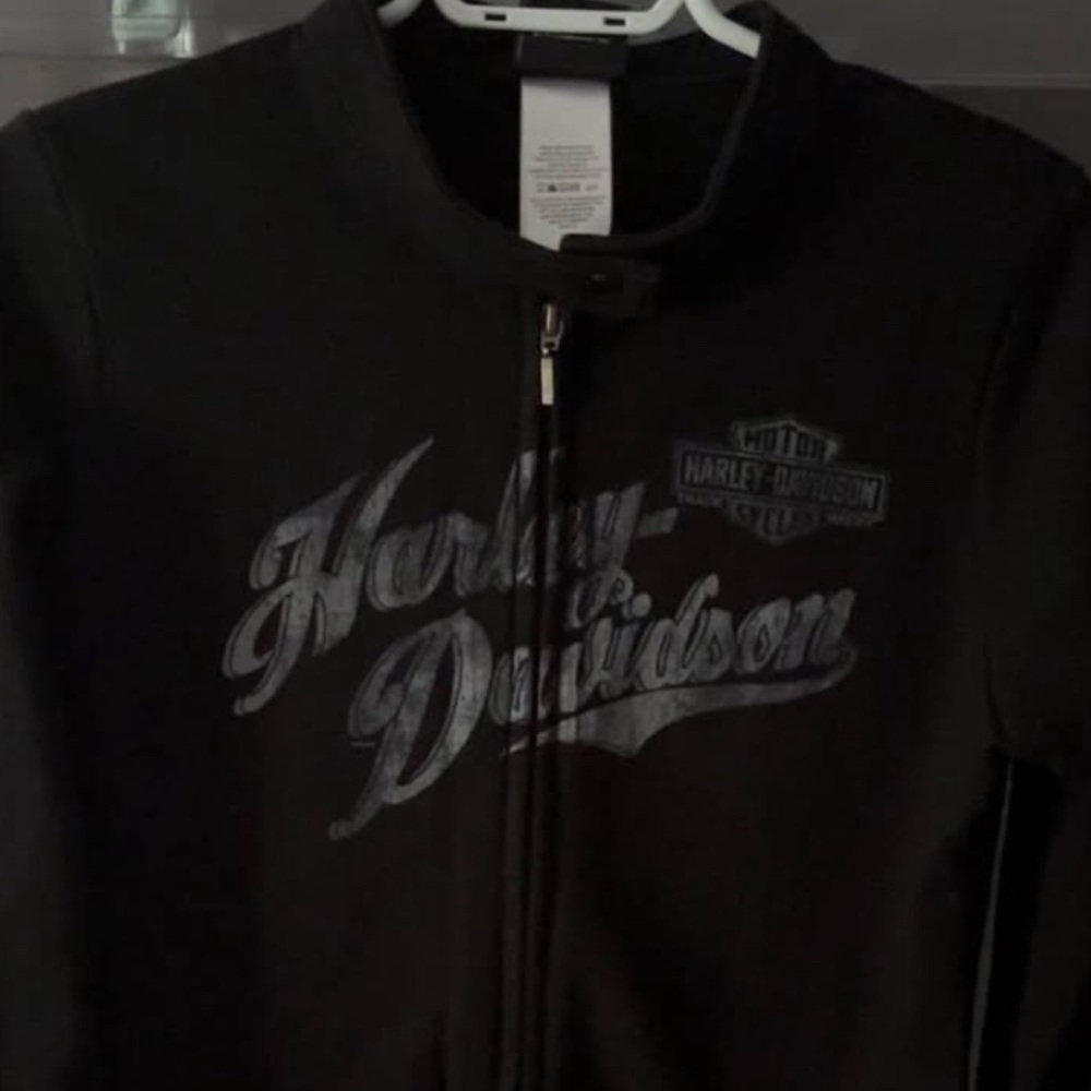 Harley-Davidson Black and Gray Zip-Up Jacket